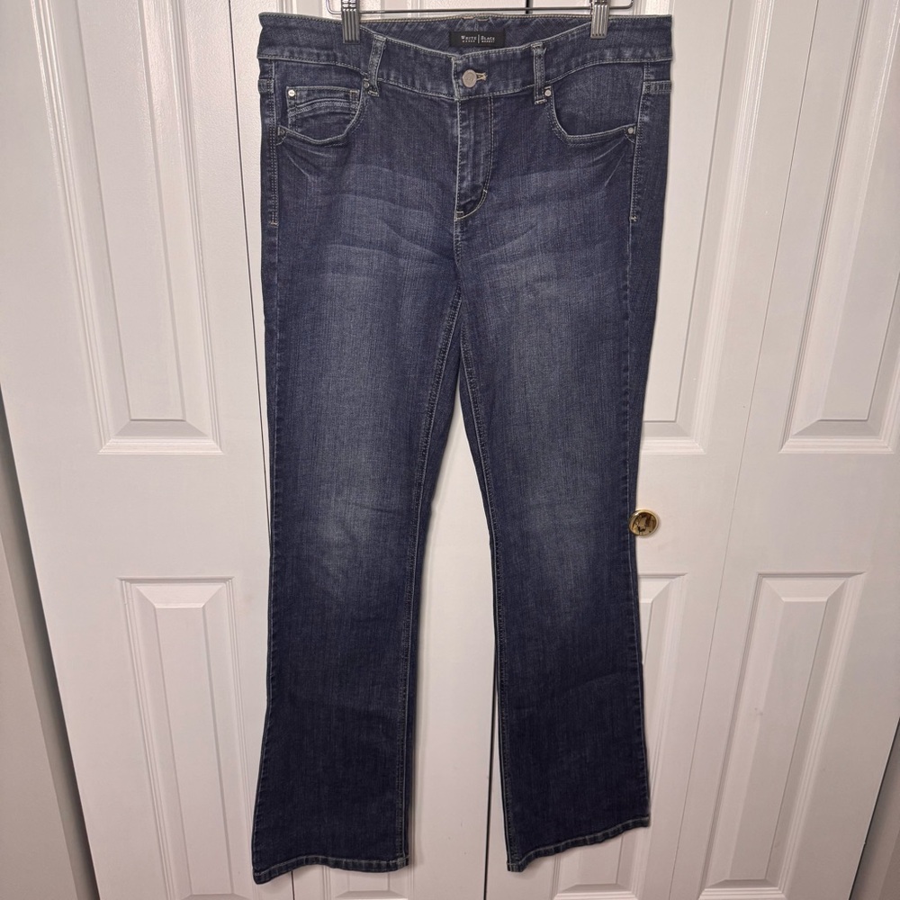 White House Black Market Women's Dark Wash Blue Bootcut Jeans Size 8 Long